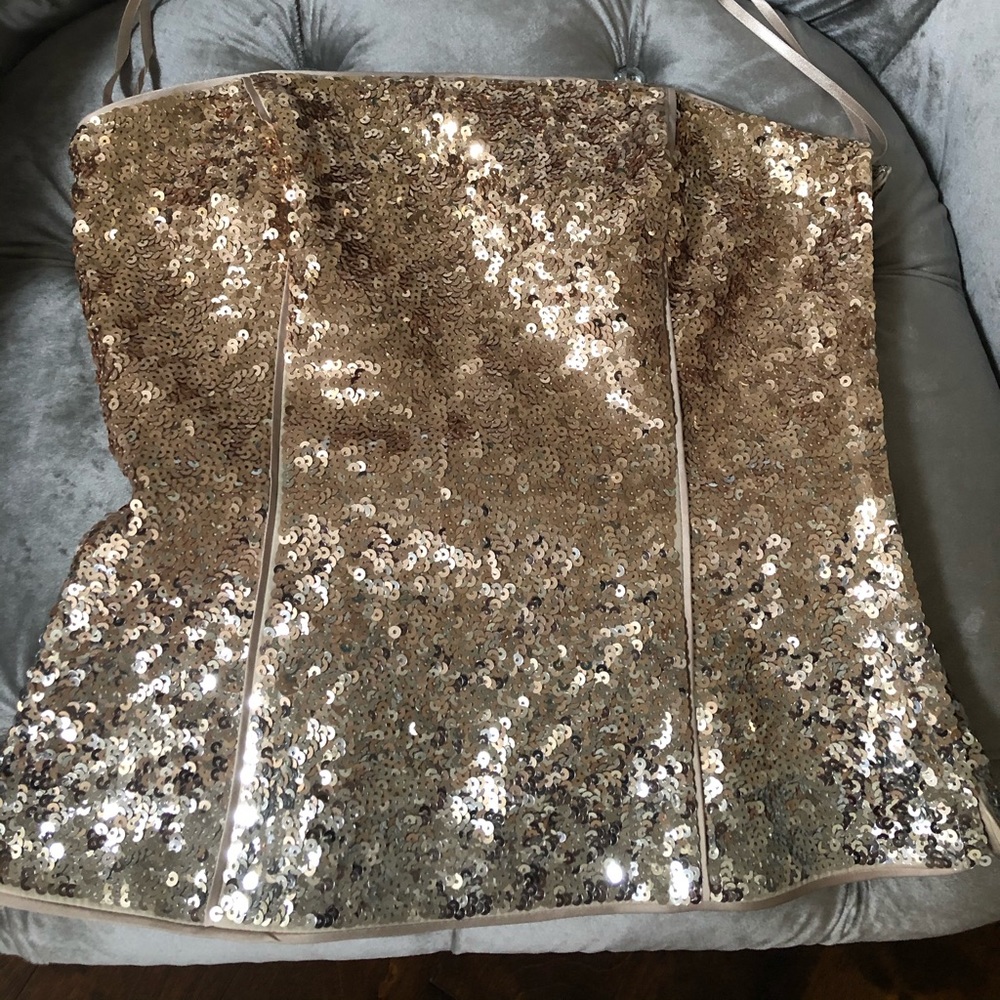 Ombre mixed metallic Sequin Bustier